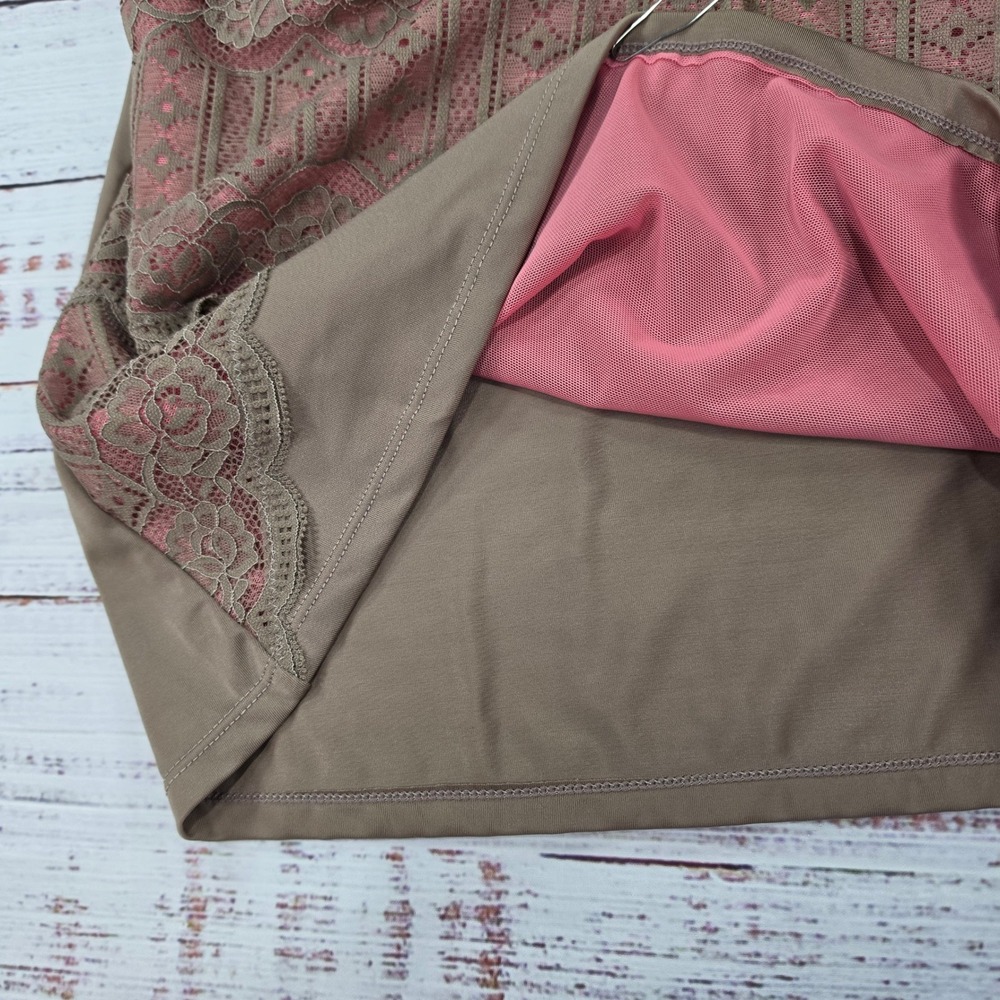 Rhonda Shear Camisole Womens 3X Taupe Mauve Excellent Lace Trim V-Neck Cami - Picture 5 of 10